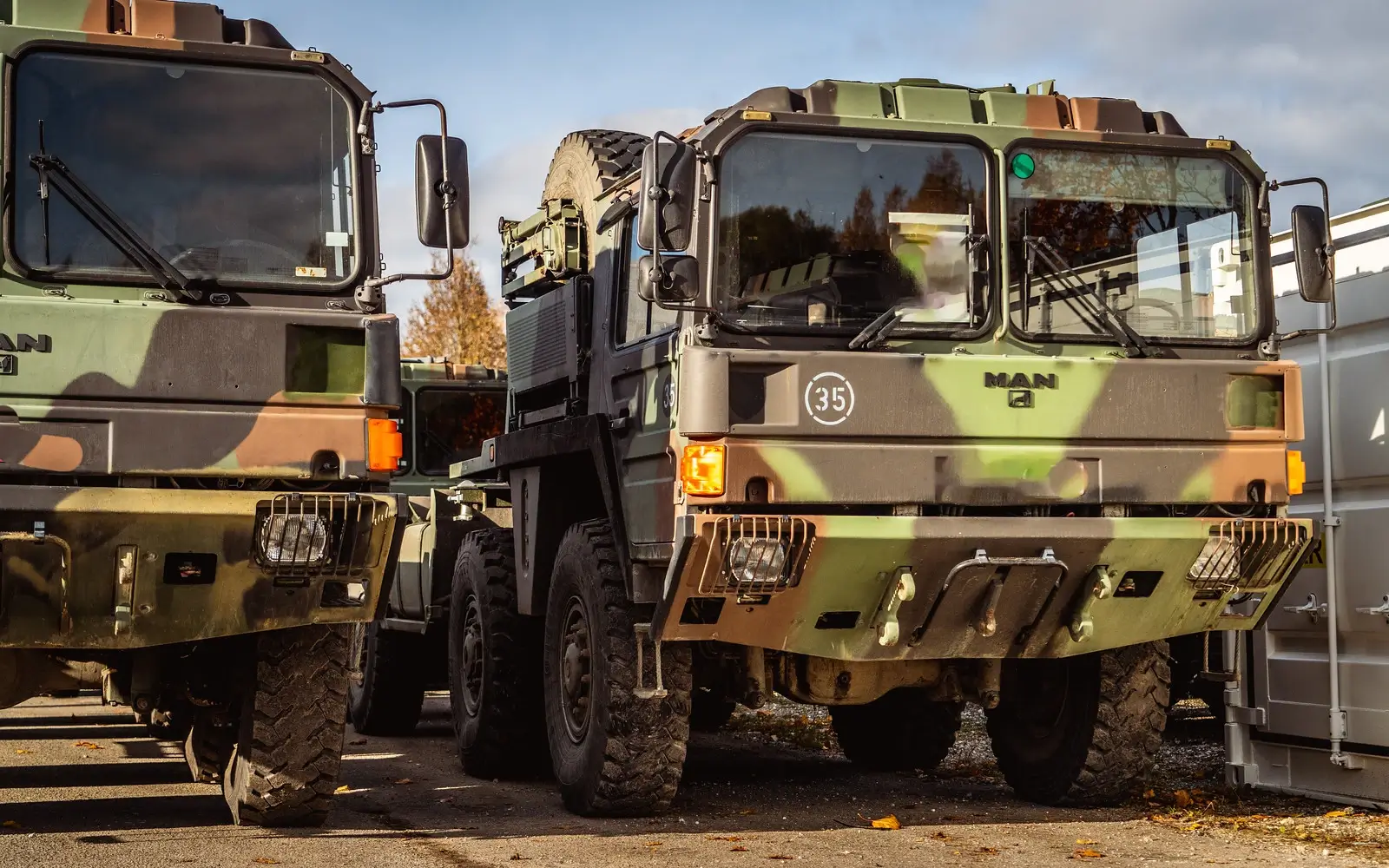 Multiple trucks as part of the German logistical support package for the field hospital