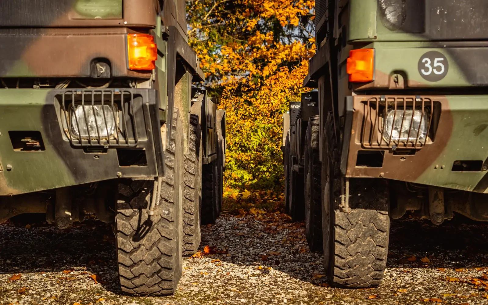 Multiple trucks as part of the German logistical support package for the field hospital