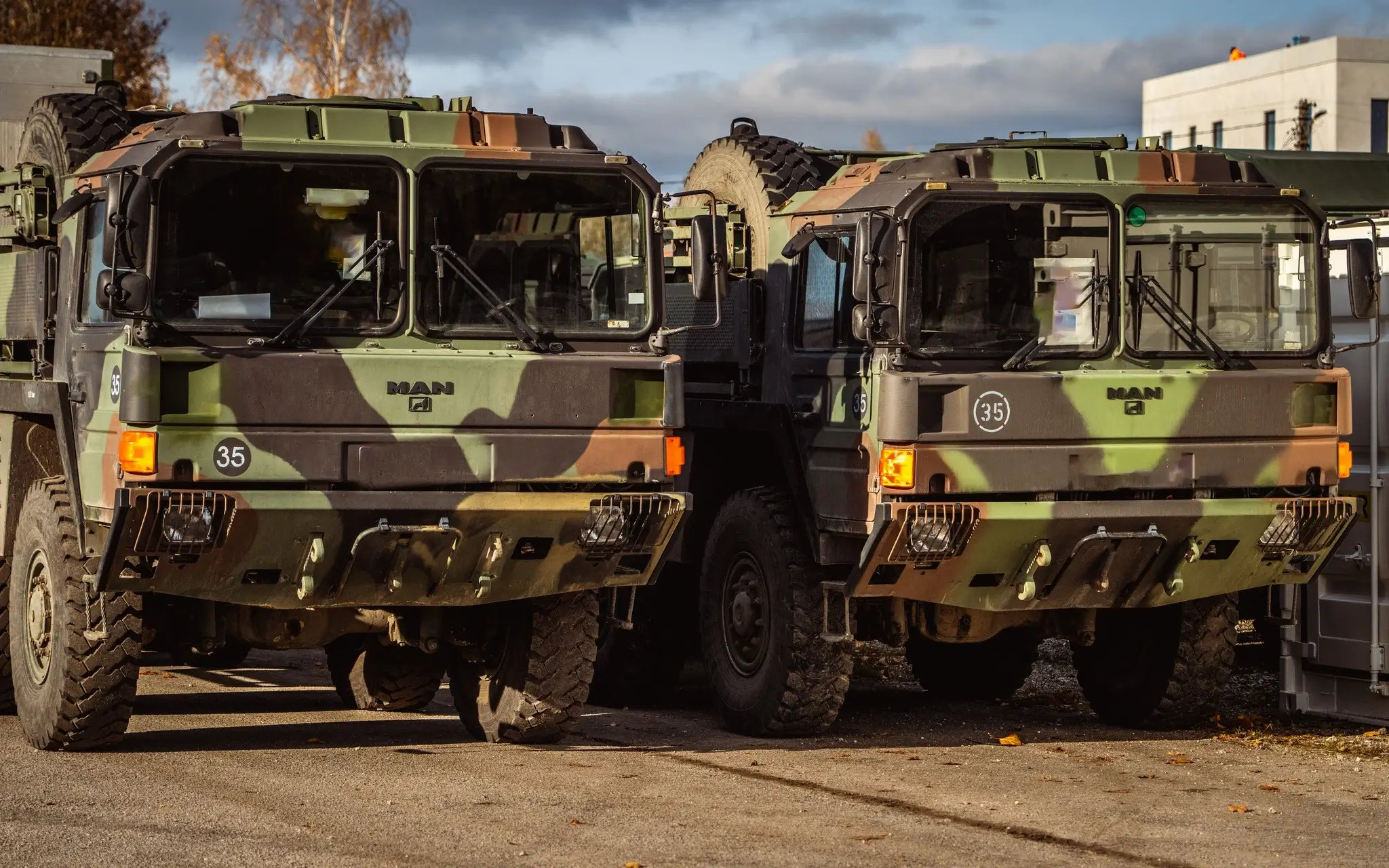 Multiple trucks as part of the German logistical support package for the field hospital