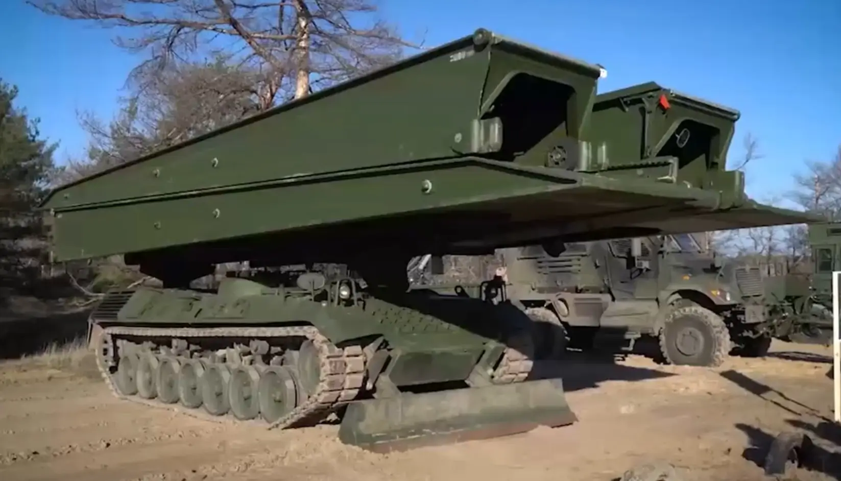 Bridge-laying tank Biber during a presentation