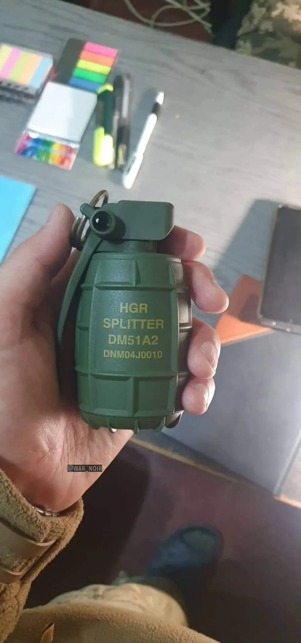 Close-up of a DM51A2 hand grenade