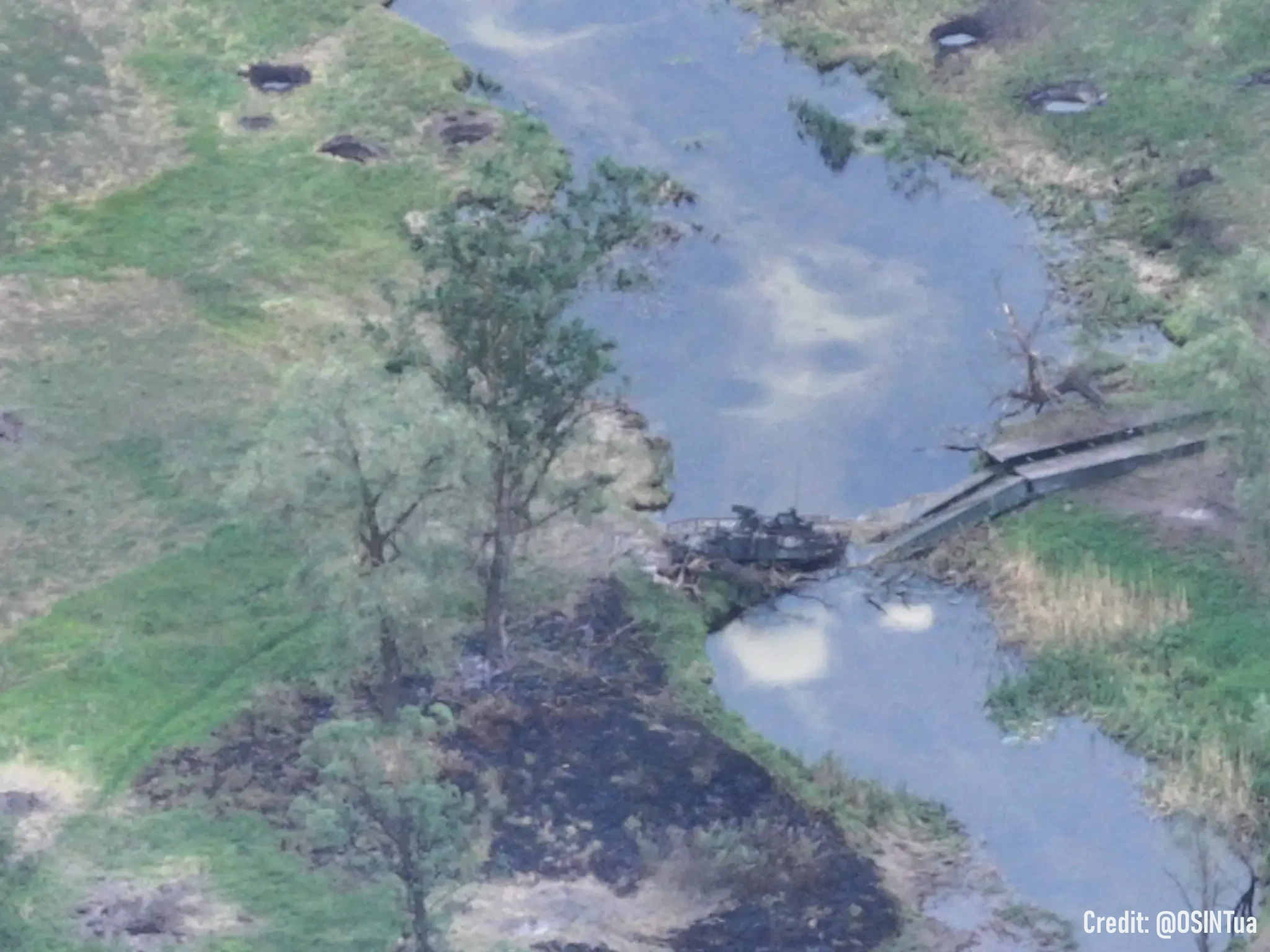 A bridge laid by a bridge-laying tank Biber