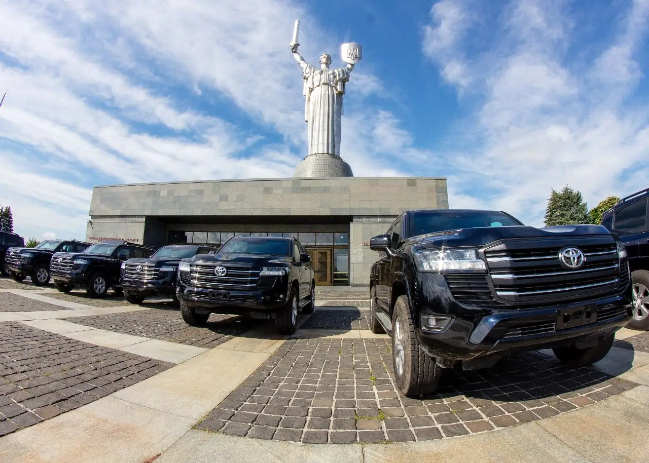 Multiple Toyota Land Cruiser 300 GXR SUVs during the official handover