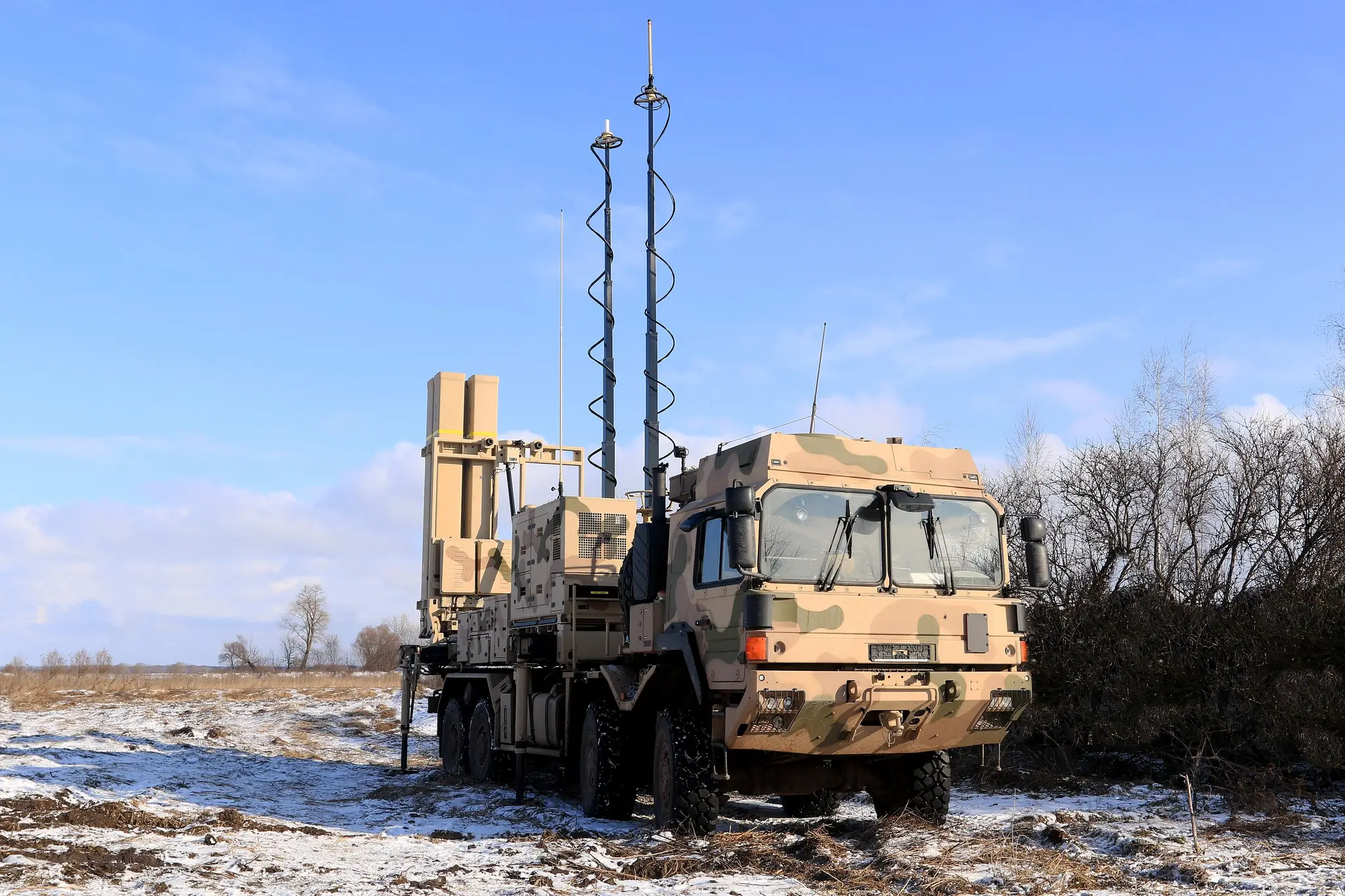 IRIS-T SLM launcher during the Ukrainian winter