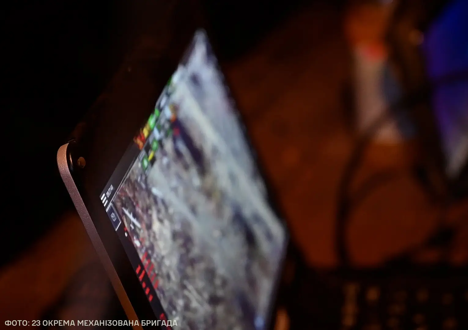 Screen of a drone operator of the 23rd Separate Mechanised Brigade, who is controlling a Vector eVTOL UAV