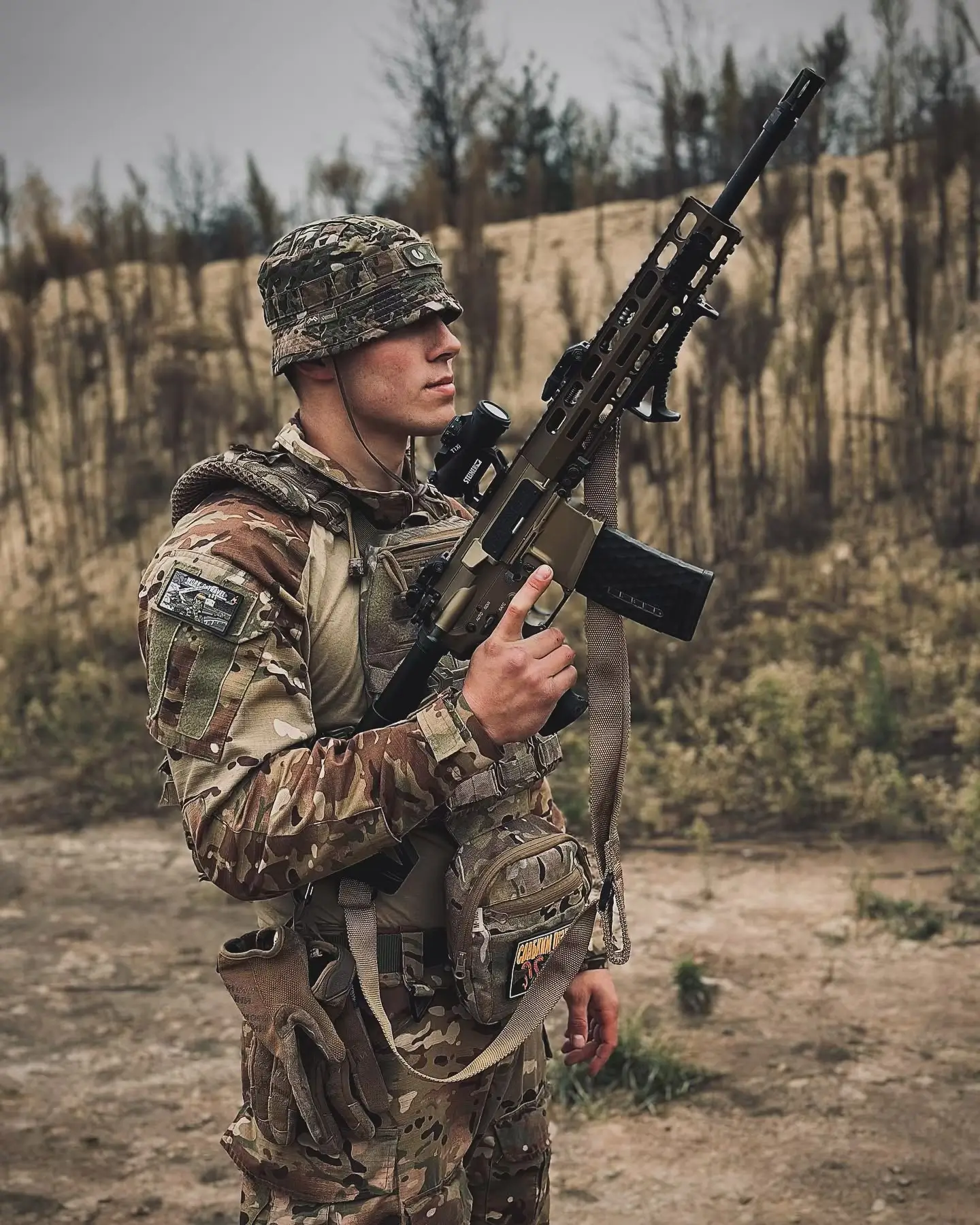 MK 556 assault rifle operated by an unknown soldier