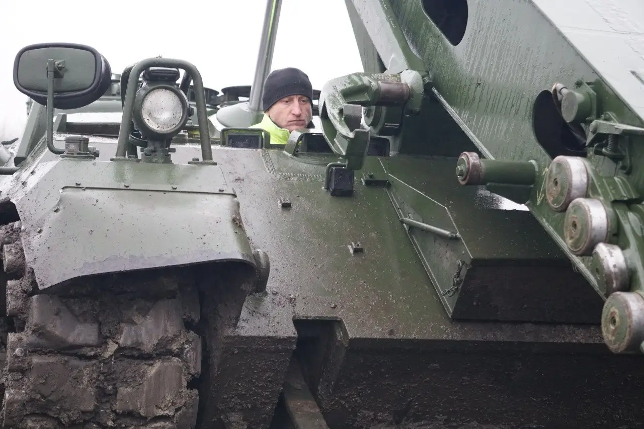 Bridge-laying tank Biber during a training