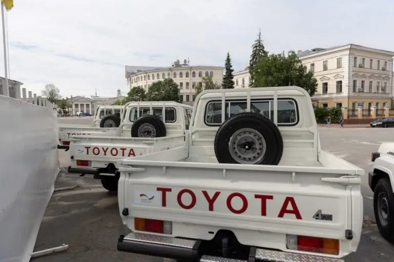 The Toyota Land Cruiser pickups which have been donated