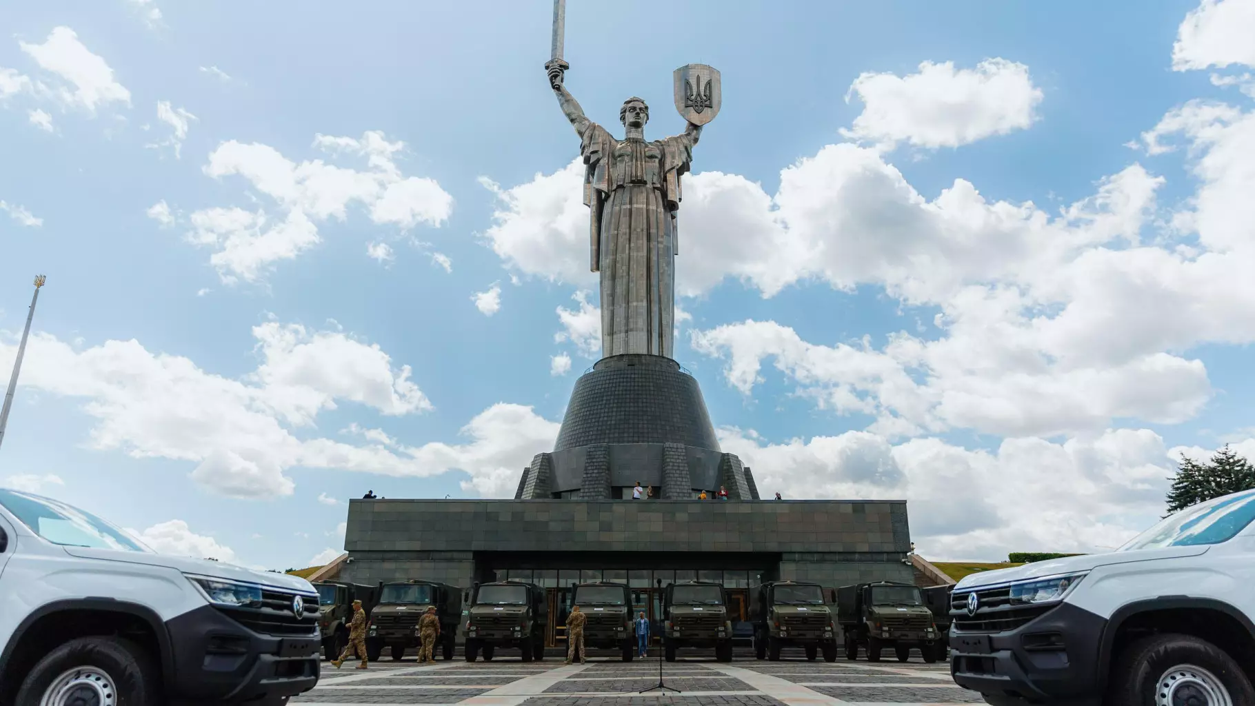 Some of the vehicles at the official handover in Kyiv