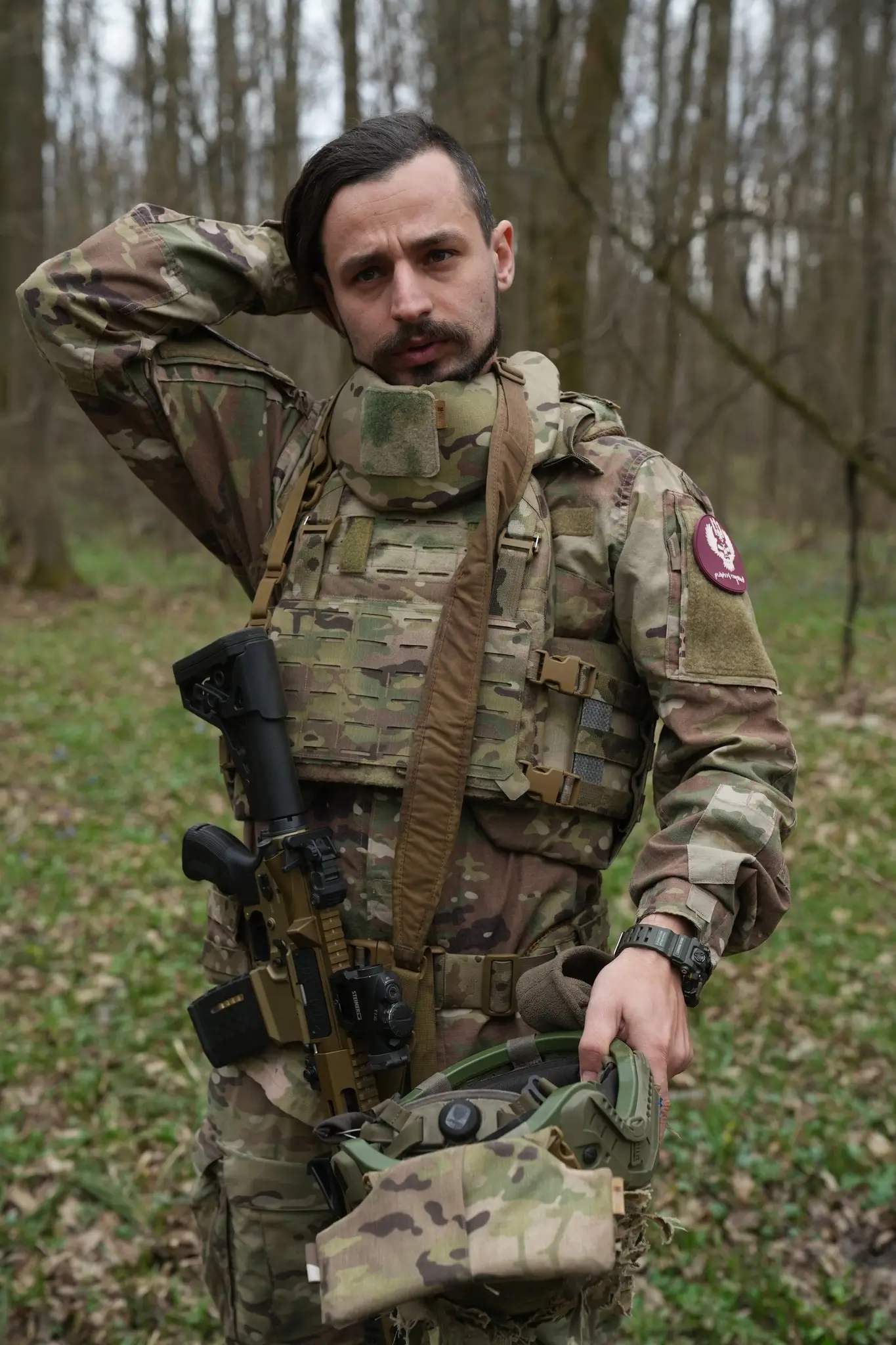 Ukrainian soldier with an MK 556 assault rifle