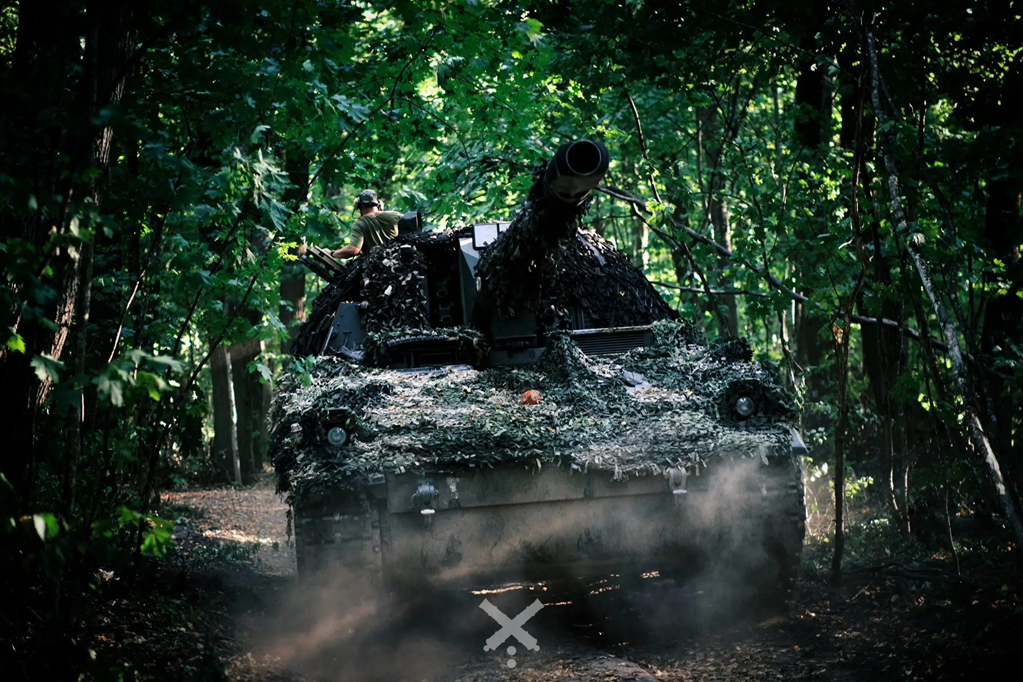 PzH 2000 with a camouflage net