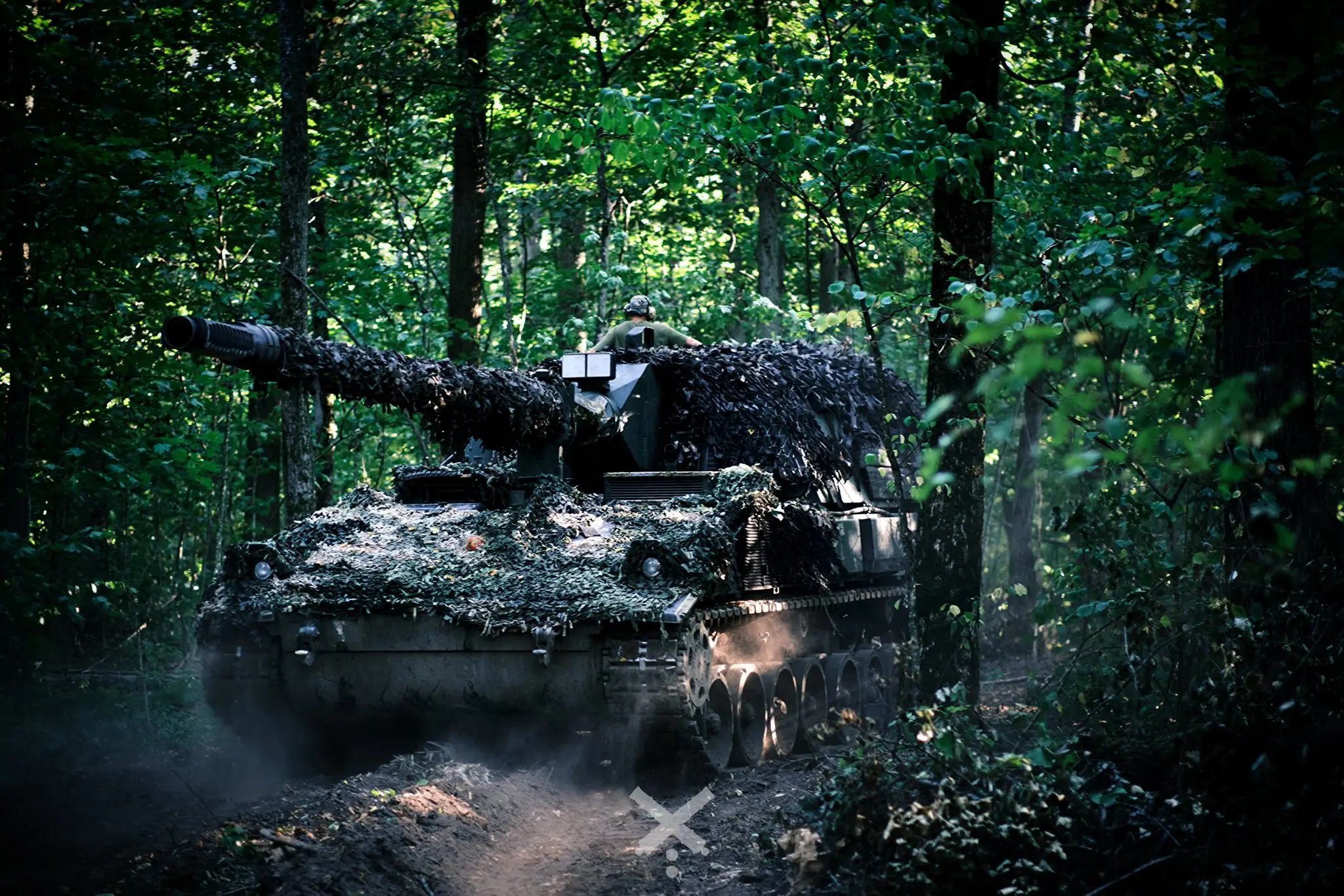 PzH 2000 with a camouflage net