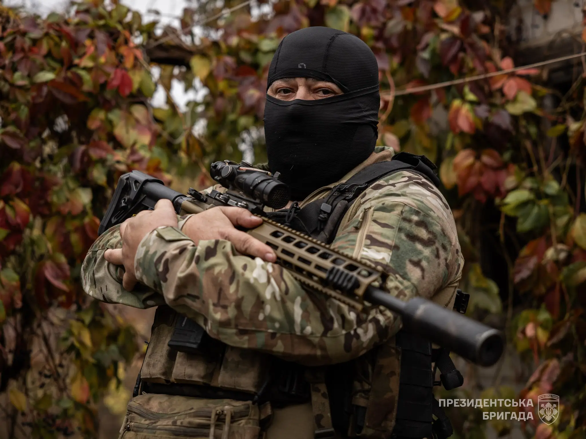 Ukrainian soldier together with an MK 556 assault rifle