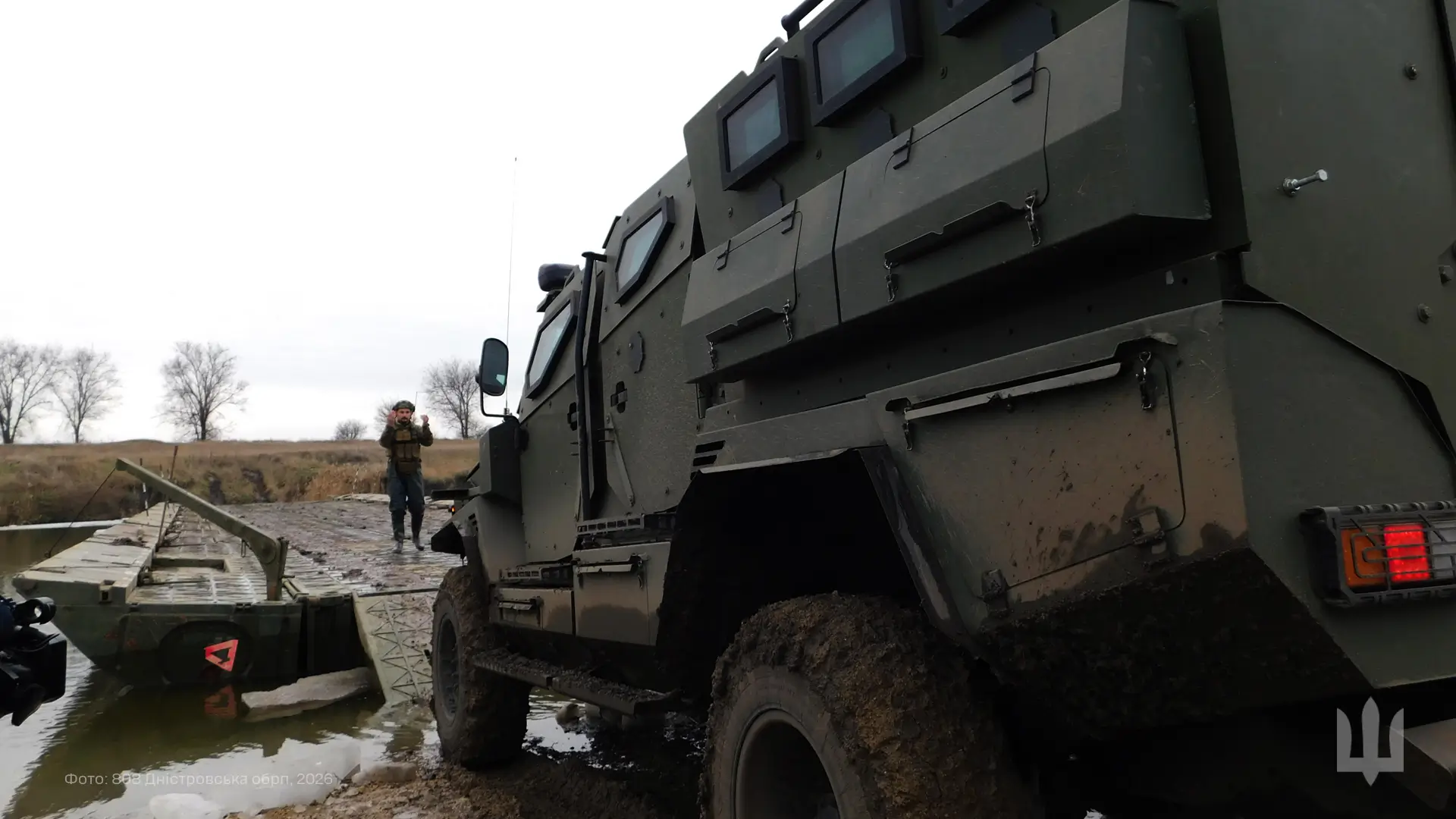 FFG MRAP driving onto a pontoon bridge