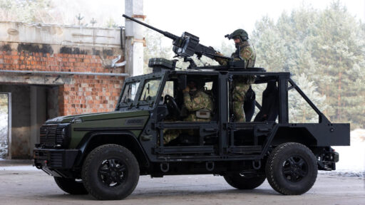 A Caracal light air assault vehicle during a demonstration by Rheinmetall