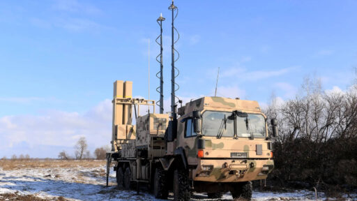 An IRIS-T SLM launcher during the Ukrainian winter