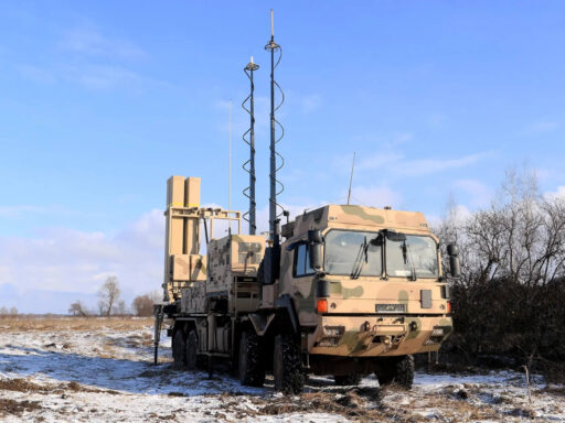 An IRIS-T SLM launcher during the Ukrainian winter