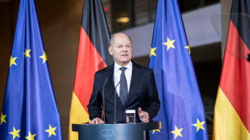 Scholz during a speech thumbnail