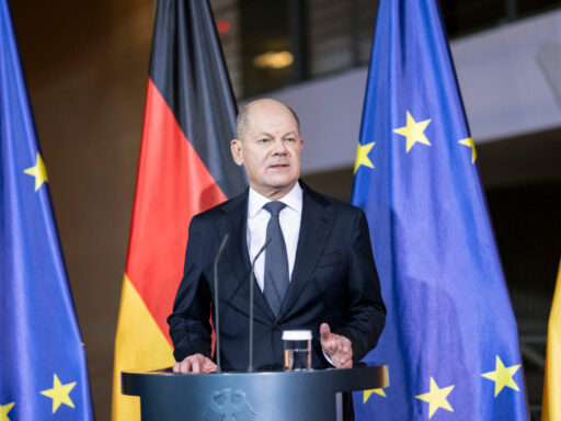 Scholz during a speech thumbnail