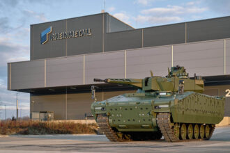 Lynx IFV in front of a Rheinmetall factory
