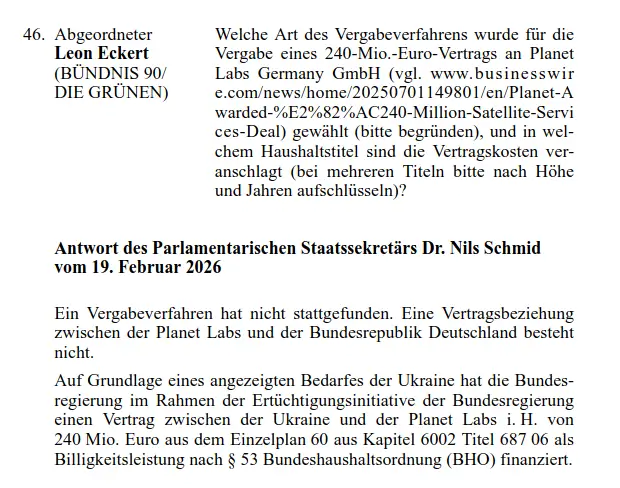 Planet Labs receives funding from the German government
