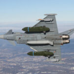 Two Taurus cruise missiles mounted on a fighter jet